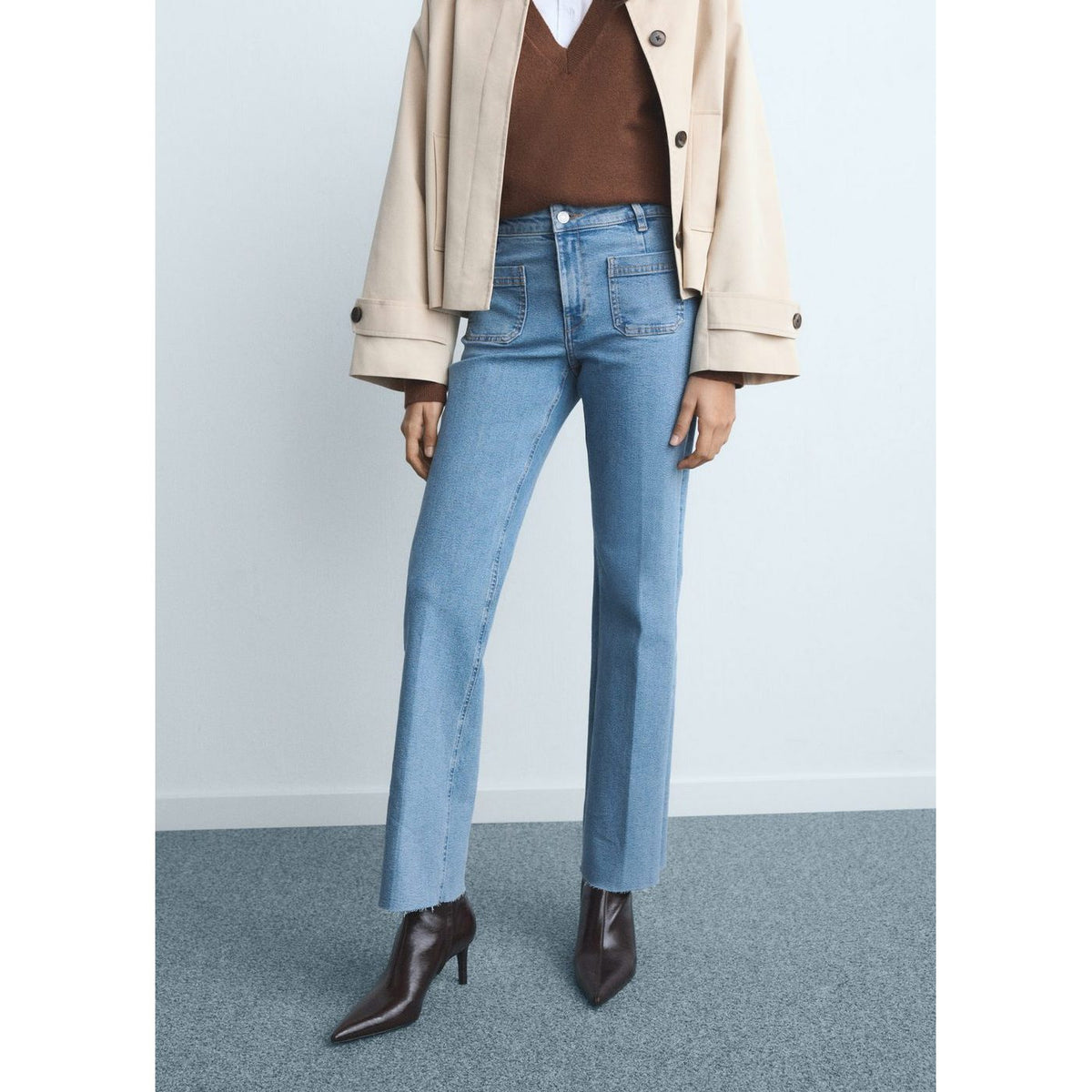 Jean Flare Crop Poches