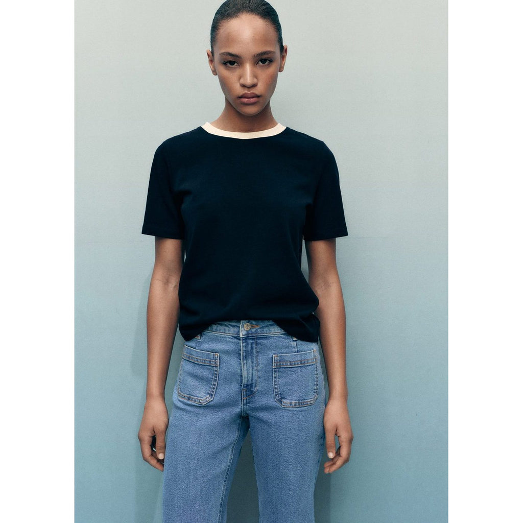 Jean Flare Crop Poches