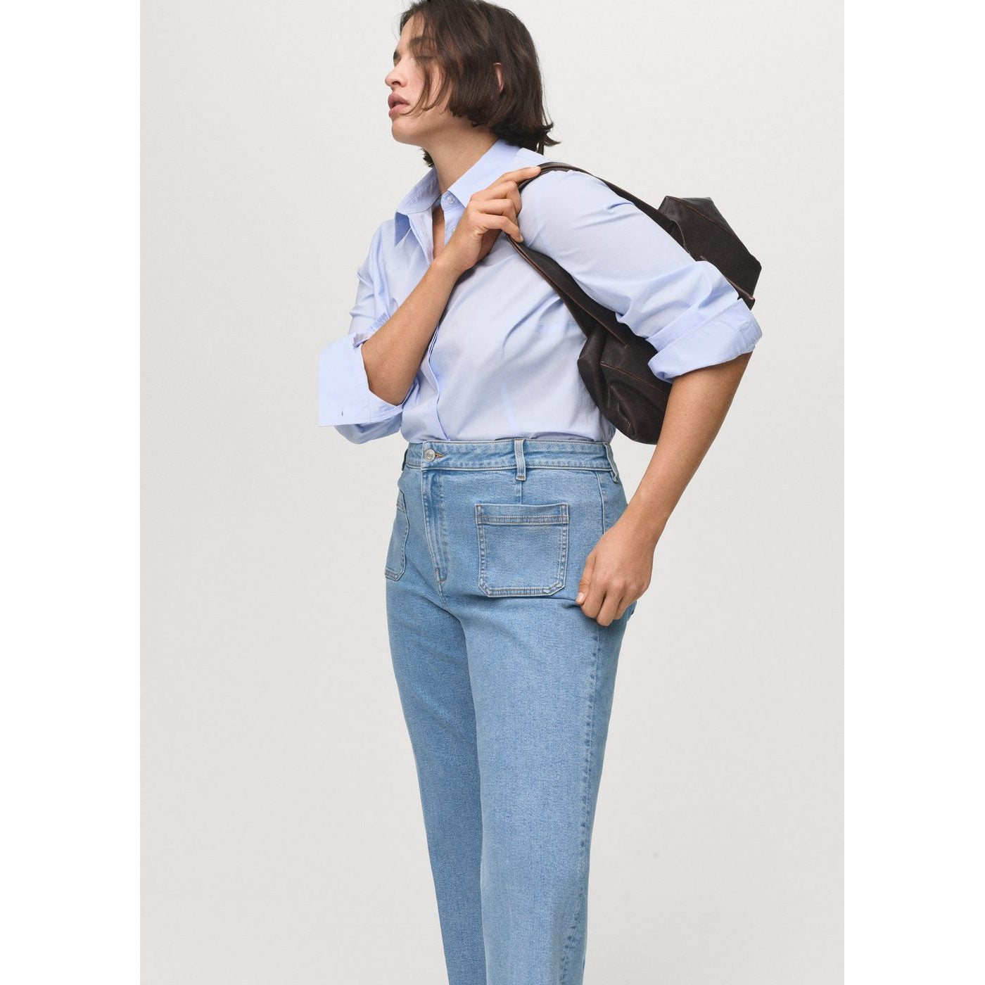 Jean Flare Crop Poches