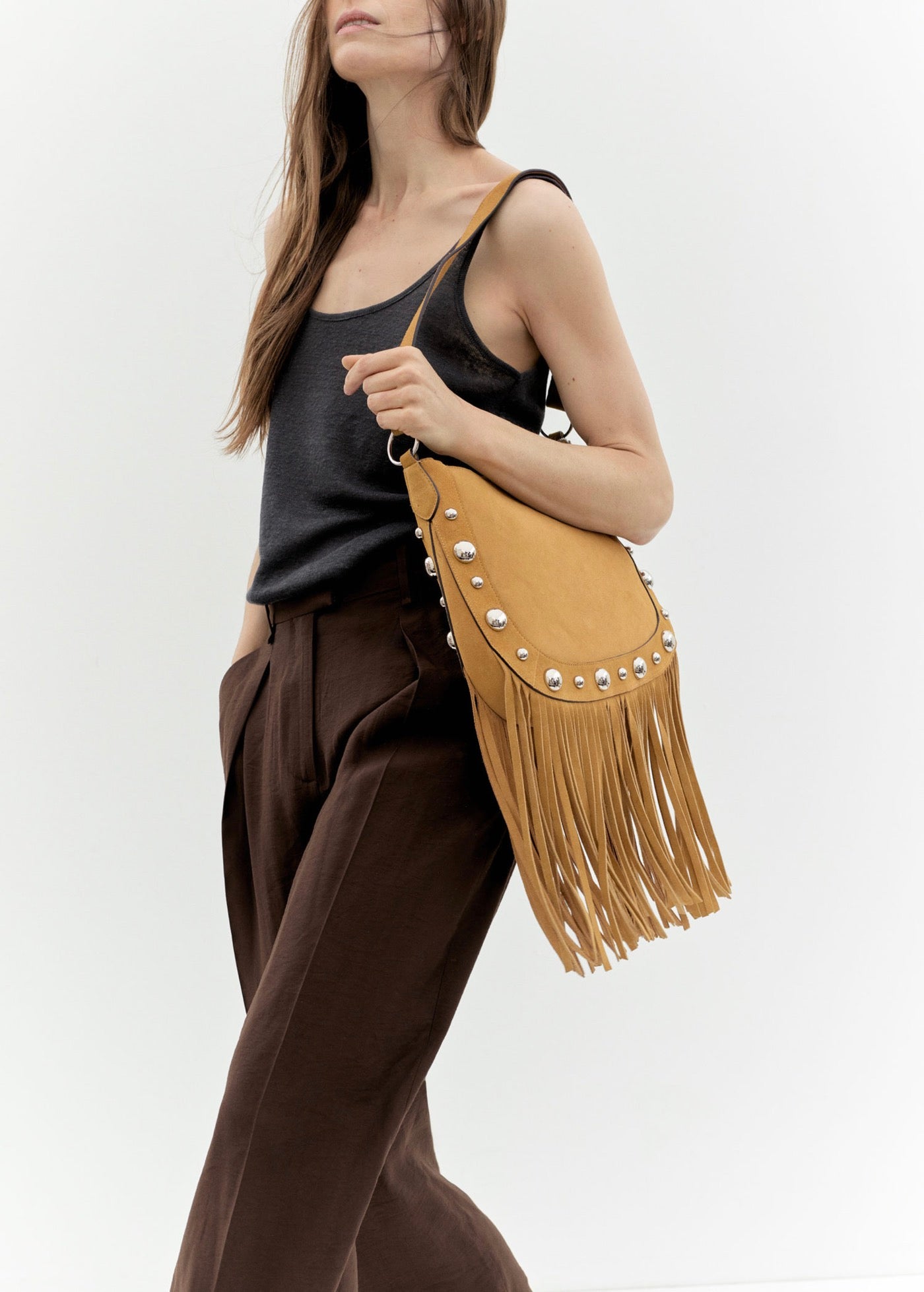 Sac En Daim Avec Franges Et Détails Cloutés