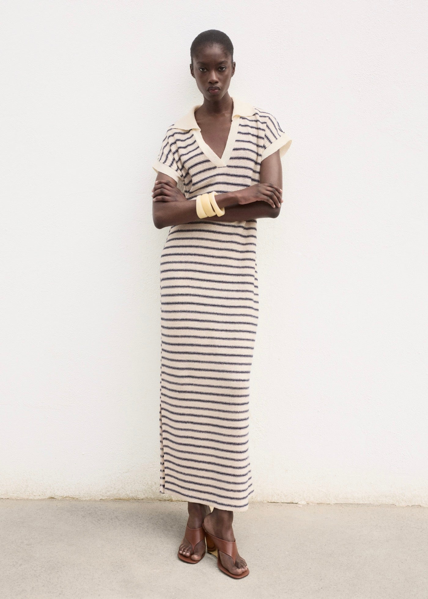 Robe Longue Maille Rayures