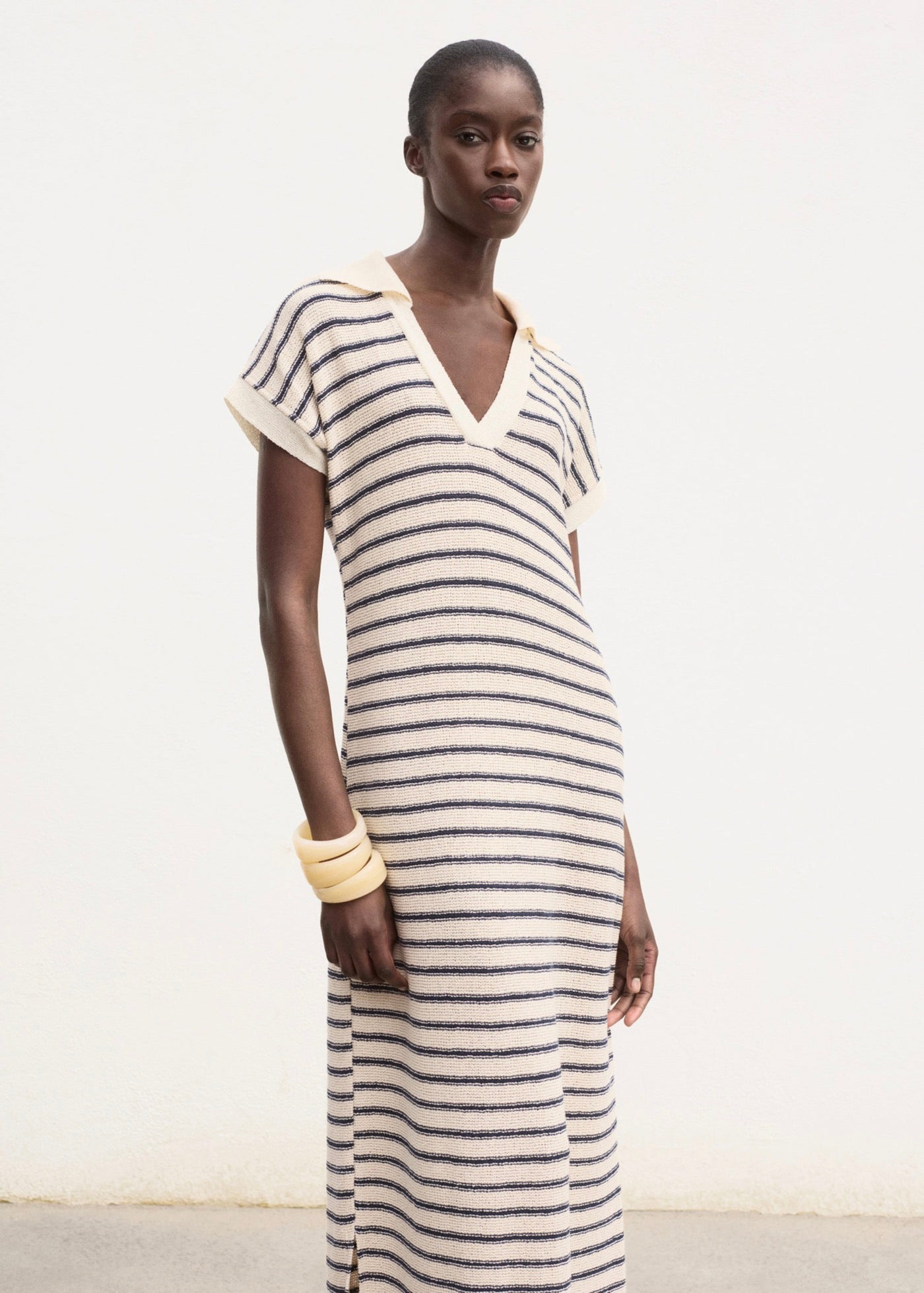 Robe Longue Maille Rayures