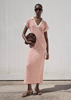 Robe Longue Maille Rayures