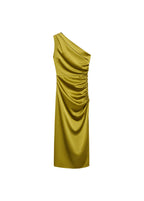 Robe Asymétrique Satinée Avec Fronce Latérale