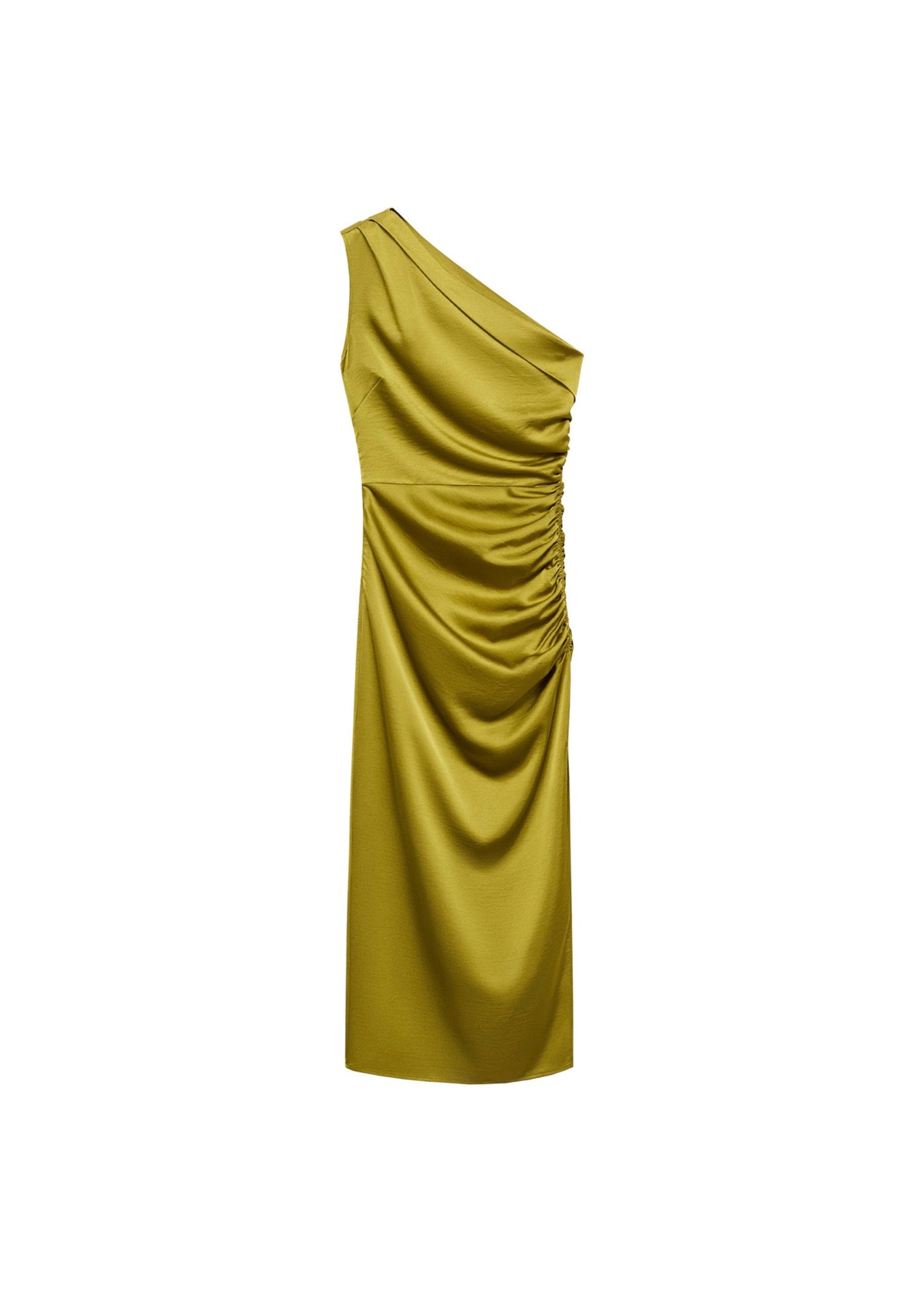 Robe Asymétrique Satinée Avec Fronce Latérale