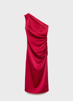 Robe Asymétrique Satinée Avec Fronce Latérale
