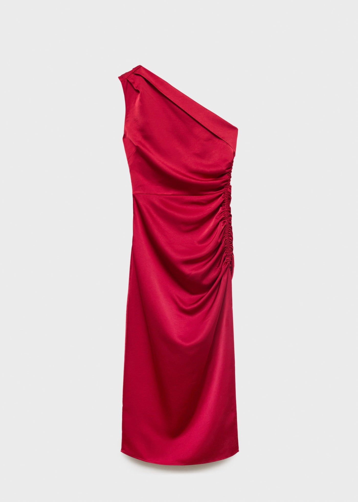 Robe Asymétrique Satinée Avec Fronce Latérale