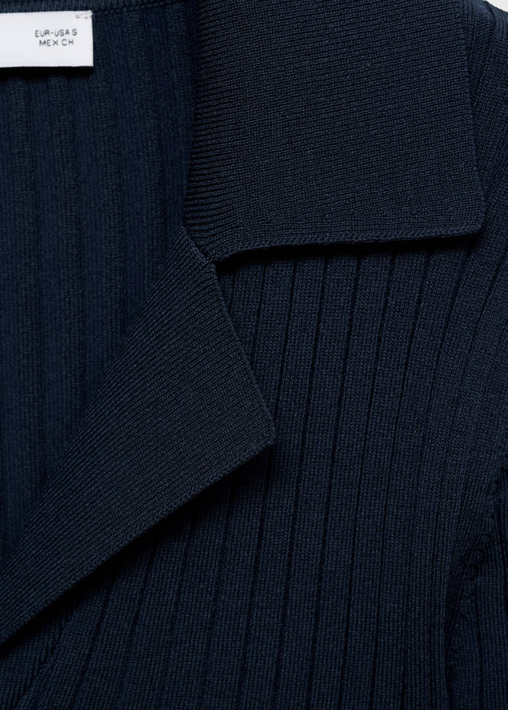 Cardigan À Revers Côtelés