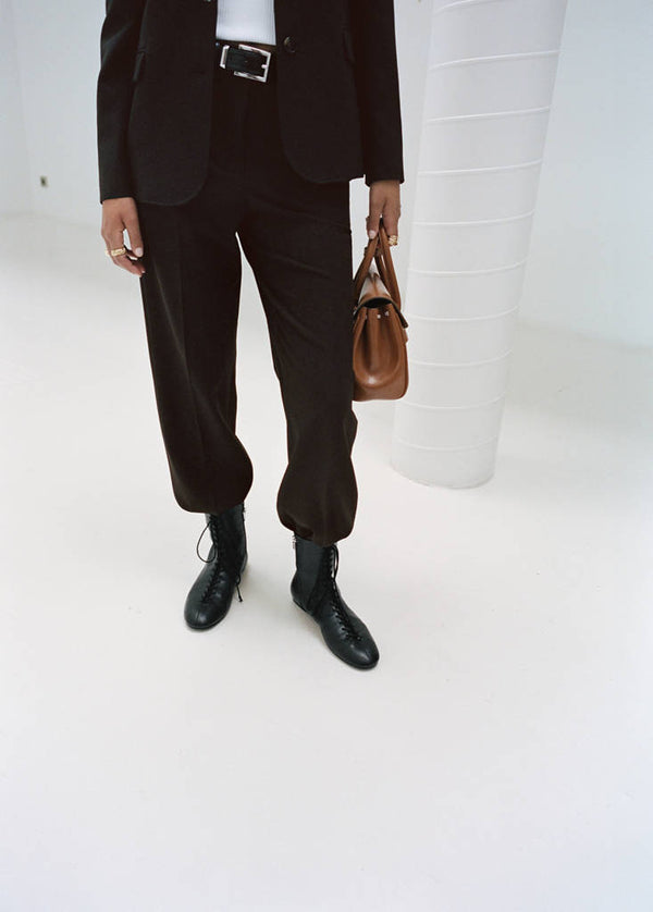 Leder-Schnürstiefeletten