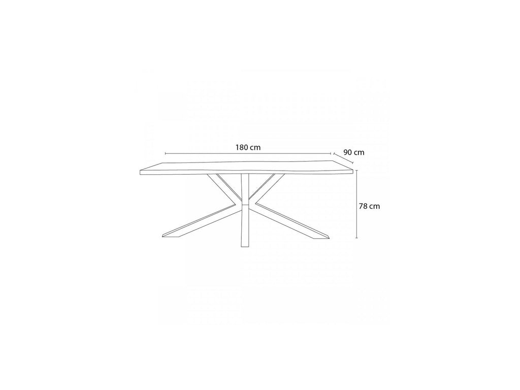 Twist Dining Table - Solid Acacia Wood and Black Metal Legs