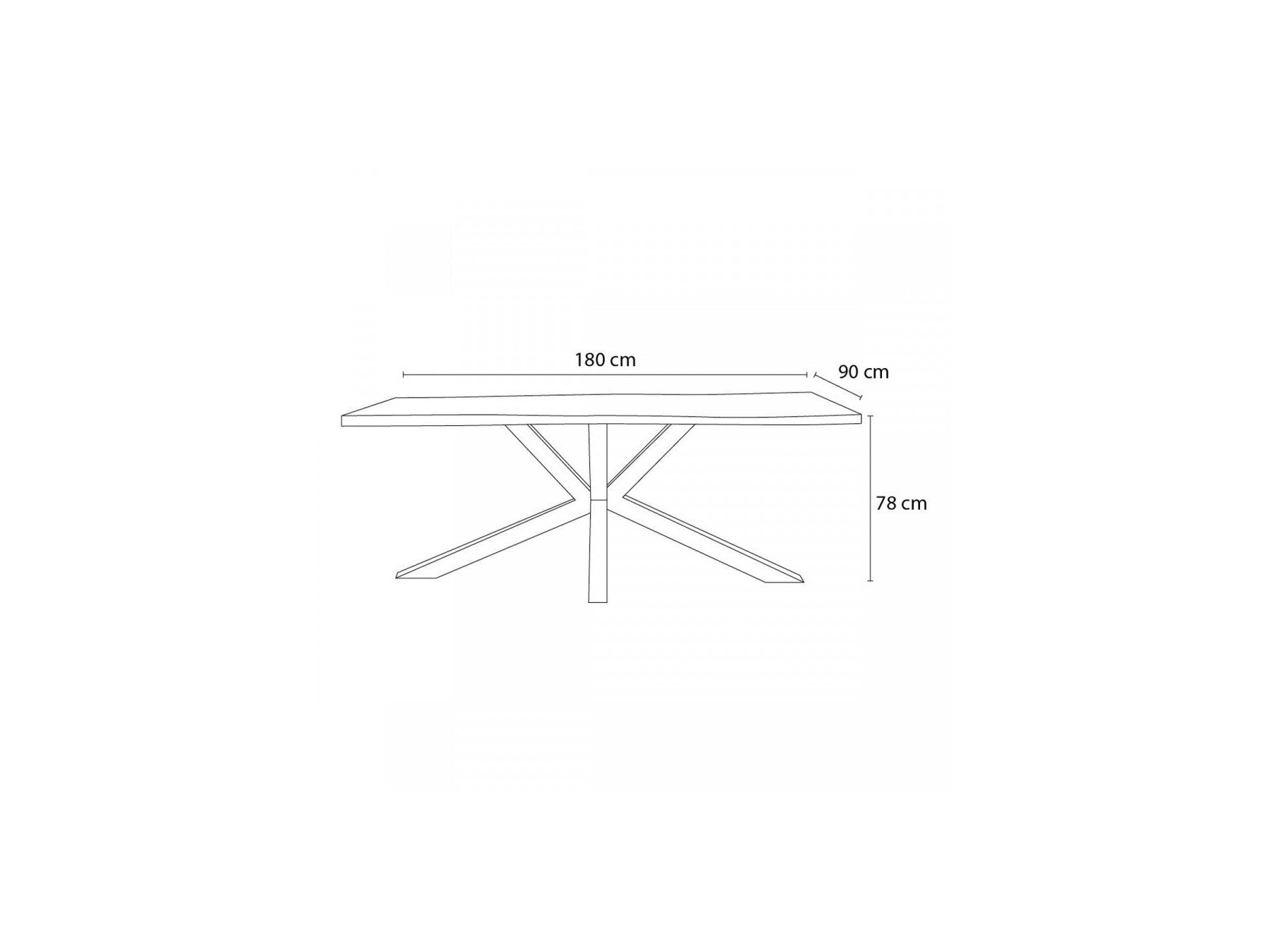 Twist Dining Table - Solid Acacia Wood and Black Metal Legs