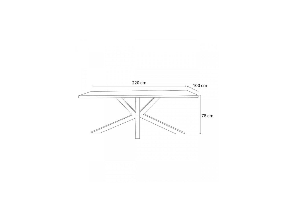 Twist Dining Table - Solid Acacia Wood and Black Metal Legs