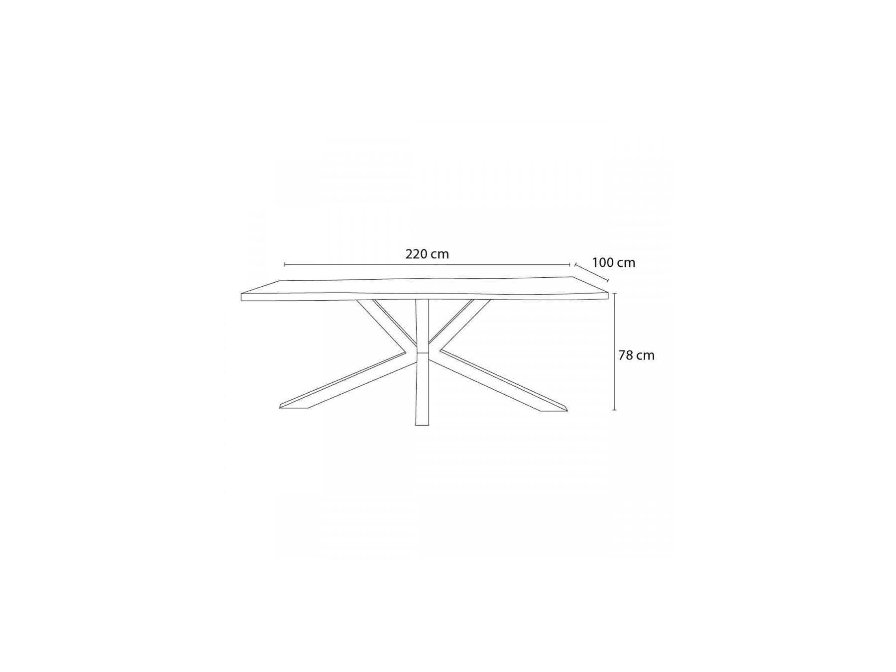 Twist Dining Table - Solid Acacia Wood and Black Metal Legs