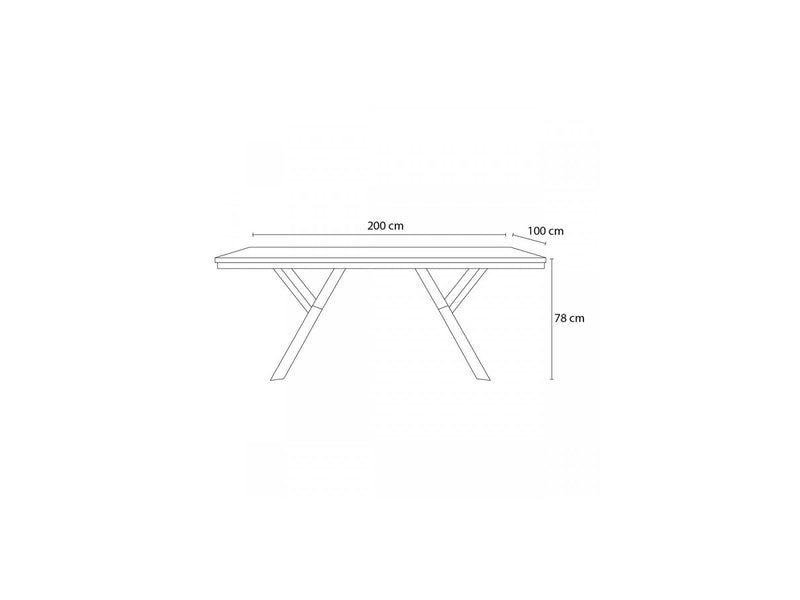 Steel Dining Table - Solid mango wood - Black metal legs