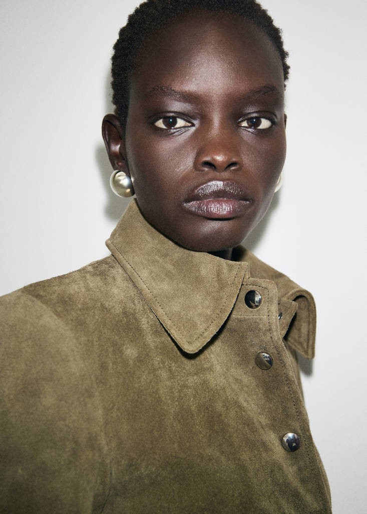 Veste En Cuir Fermeture Par Boutons
