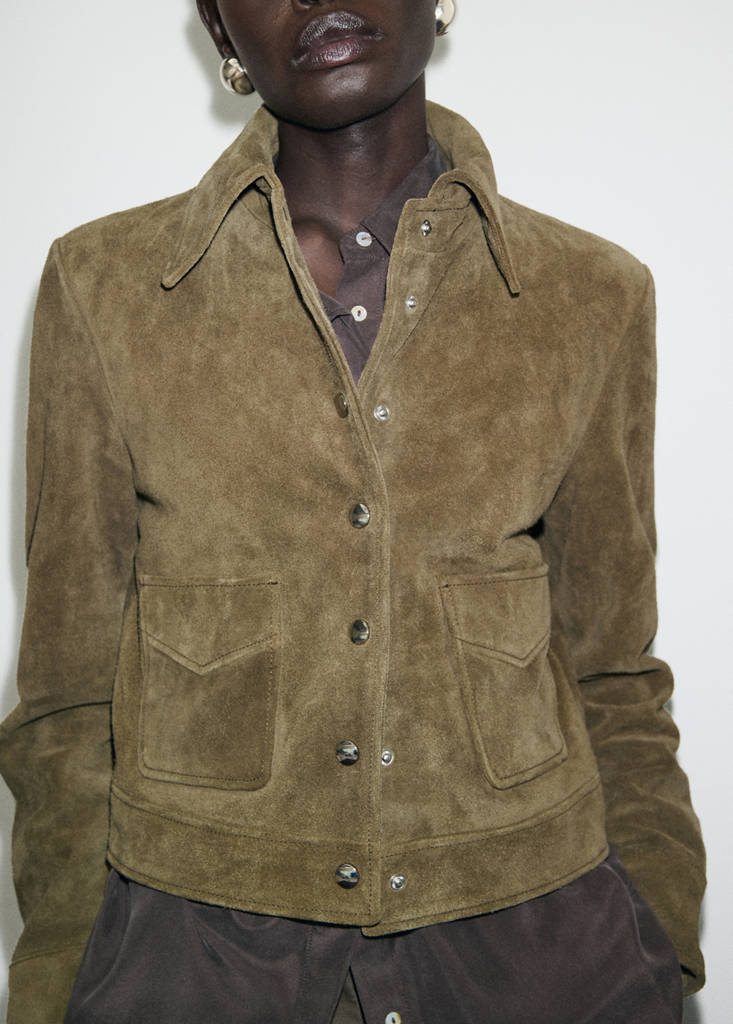 Veste En Cuir Fermeture Par Boutons