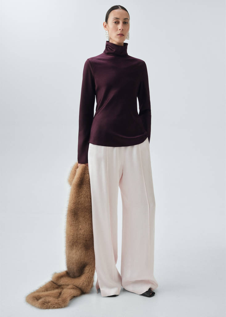 Blouse Satinée Col Roulé