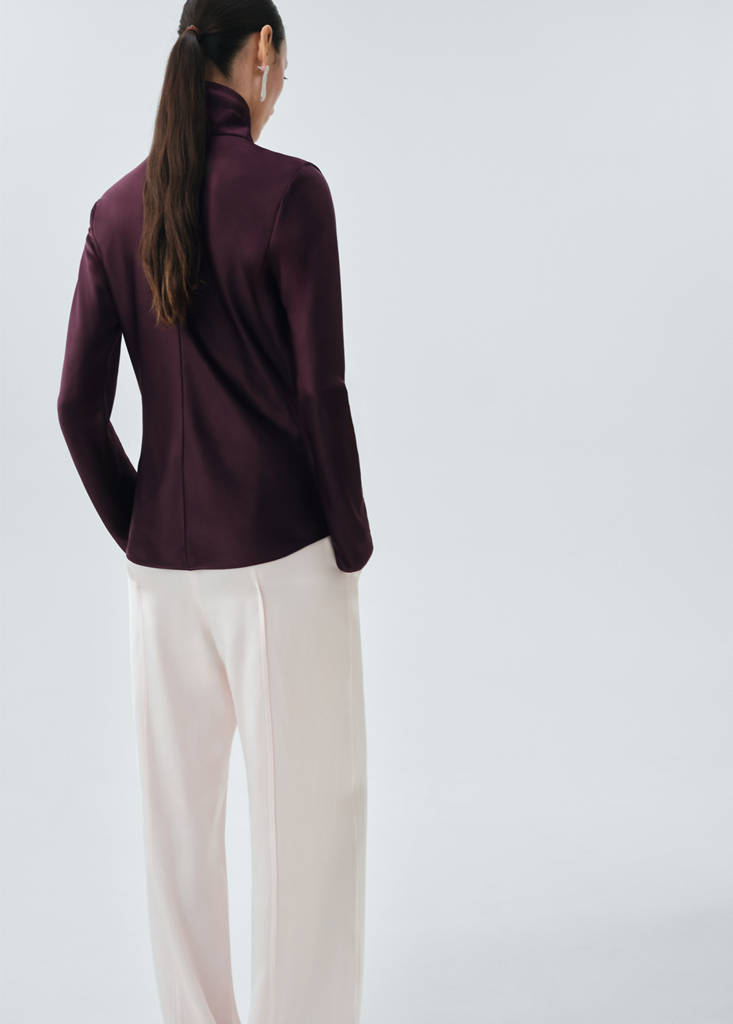 Blouse Satinée Col Roulé