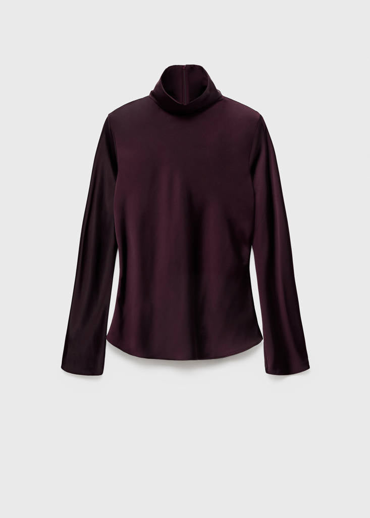 Blouse Satinée Col Roulé