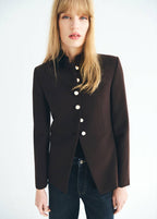 Veste À Col Officier Boutons Bijoux