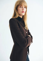 Veste À Col Officier Boutons Bijoux