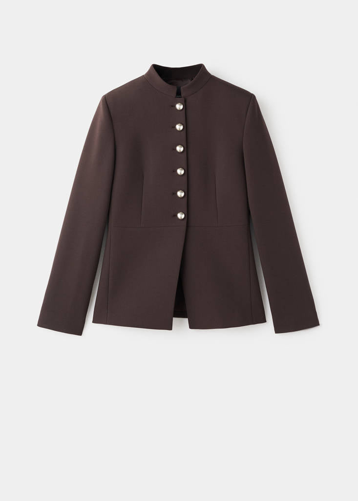 Veste À Col Officier Boutons Bijoux