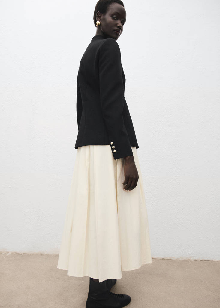 Veste À Col Officier Boutons Bijoux