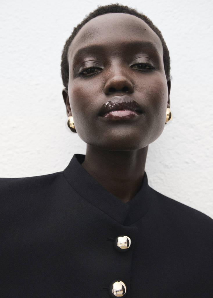 Veste À Col Officier Boutons Bijoux
