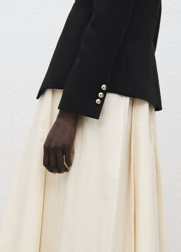Veste À Col Officier Boutons Bijoux