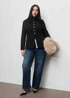 Veste À Col Officier Boutons Bijoux