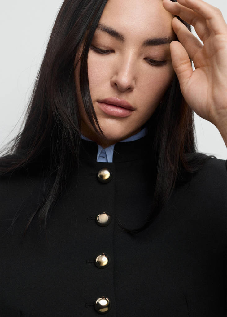 Veste À Col Officier Boutons Bijoux
