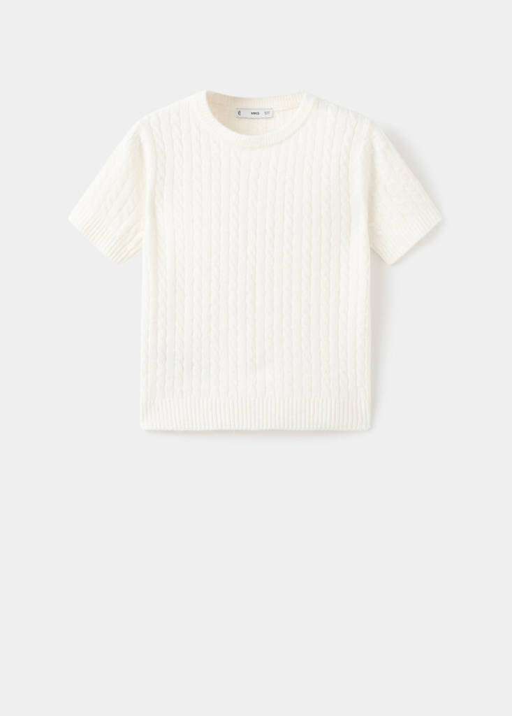 Pull Maille Tressée Manches Courtes