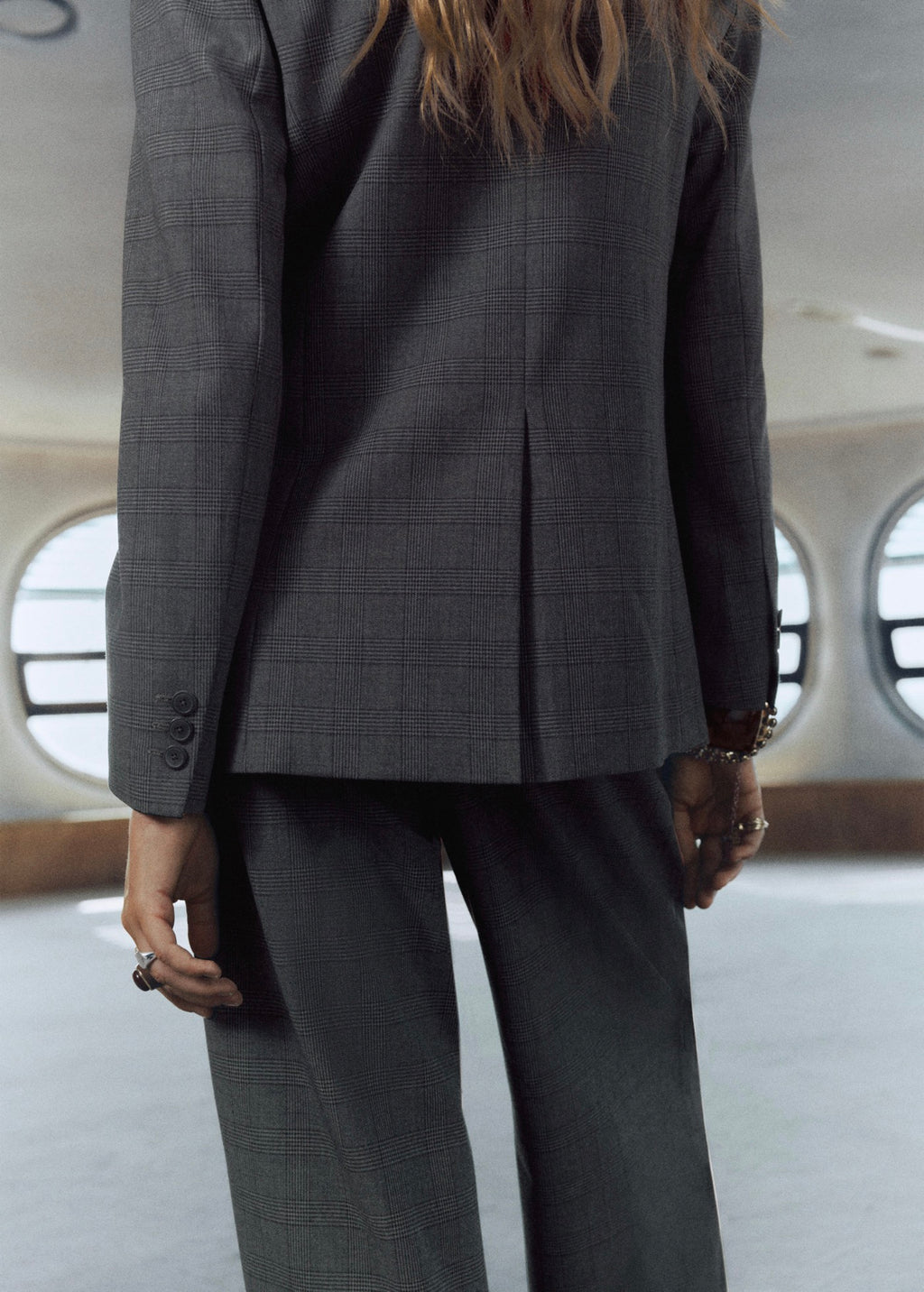 Blazer Costume À Carreaux Double Boutonnage