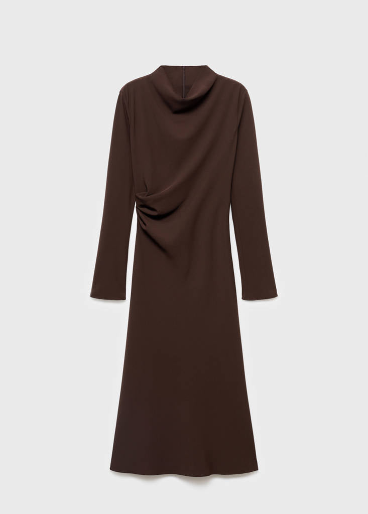 Robe Froncée Avec Col Drapé
