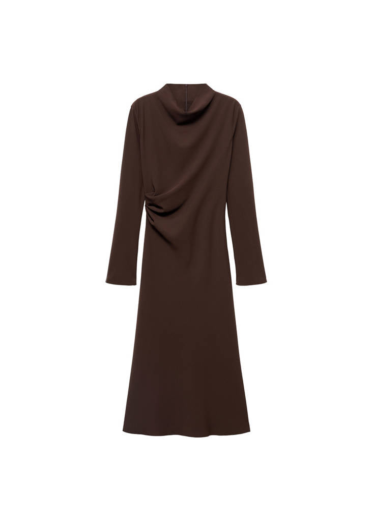 Robe Froncée Avec Col Drapé