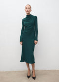 Robe Froncée Avec Col Drapé
