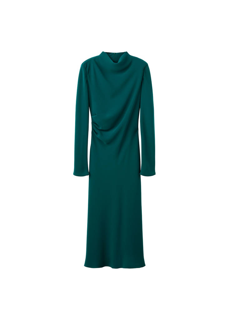 Robe Froncée Avec Col Drapé