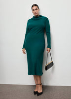 Robe Froncée Avec Col Drapé