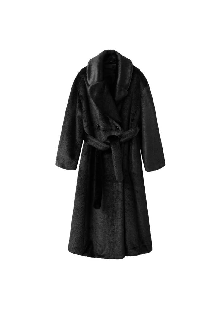 Manteau Fausse Fourrure Avec Ceinture