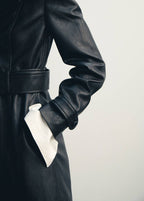Manteau En Cuir Synthétique Avec Col En Fausse Fourrure