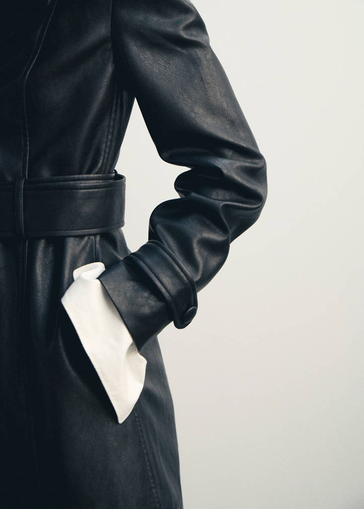 Manteau En Cuir Synthétique Avec Col En Fausse Fourrure