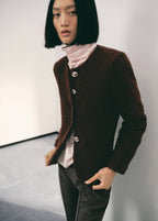 Veste Tissu Bouclette Boutons Bijoux