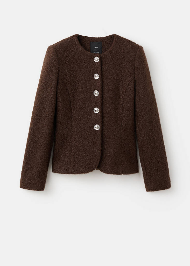 Veste Tissu Bouclette Boutons Bijoux