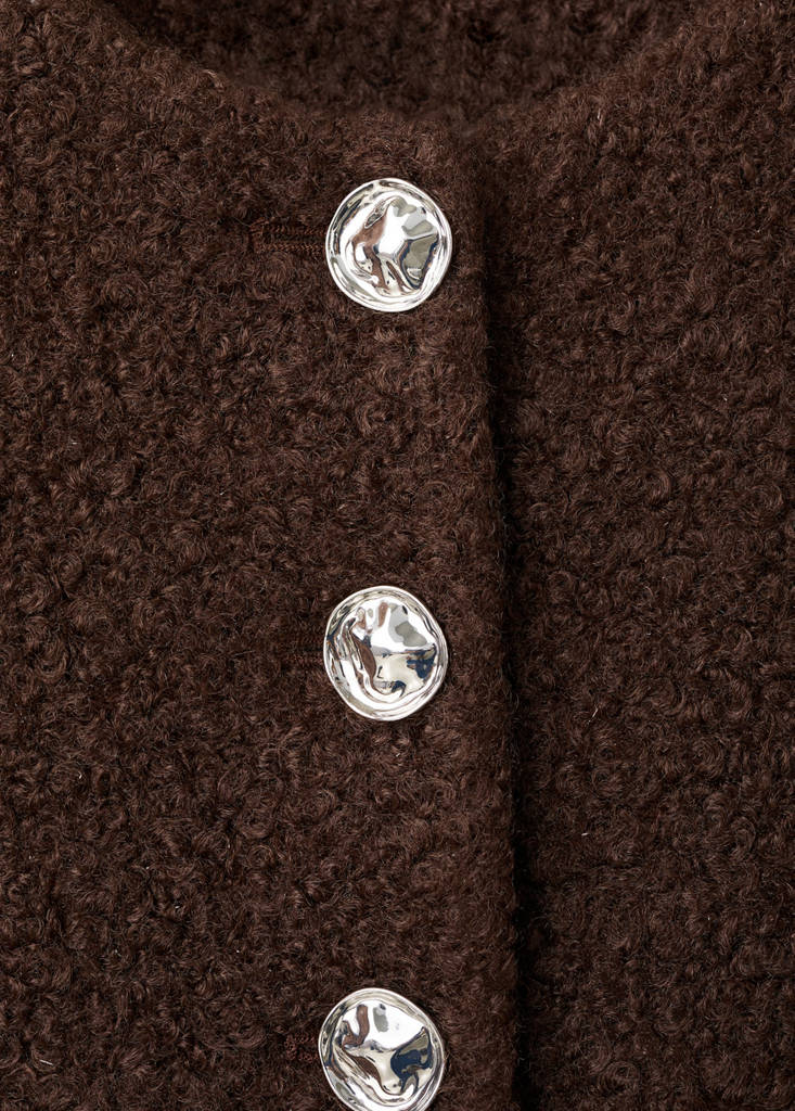 Veste Tissu Bouclette Boutons Bijoux