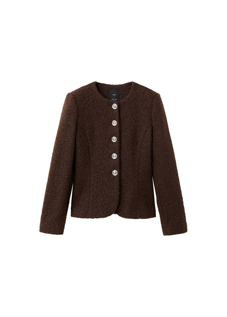 Veste Tissu Bouclette Boutons Bijoux