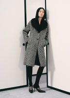 Manteau Chiné Col Fausse Fourrure