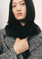 Manteau Chiné Col Fausse Fourrure