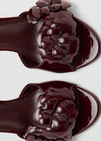 Sandales Vernies À Talon À Fleurs