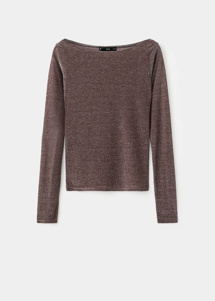T-Shirt Brillant Col Bateau