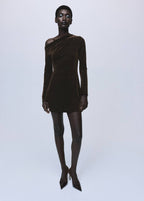 Robe Asymétrique En Velours Pailleté